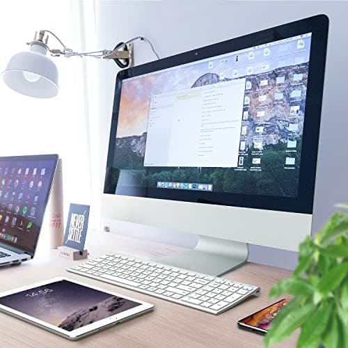 iClever Bluetooth Keyboard, Multi Device Keyboard Rechargeable Bluetooth 5.1 with Number Pad Ergonomic Design Full Size Stable Connection White Keyboard for iOS, Android, Windows image