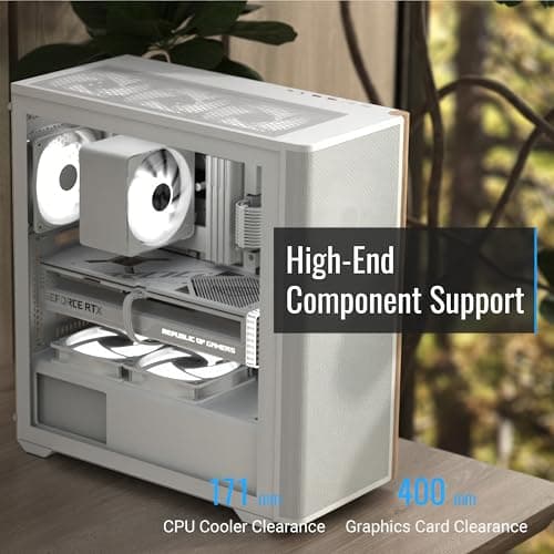 Aerocool D501A V2 ATX Mid Tower White with Tempered Glass Side Panel and USB 3.2 Gen 2 Type-C, USB 3.2 Gen 1 Type-A Front Panel image