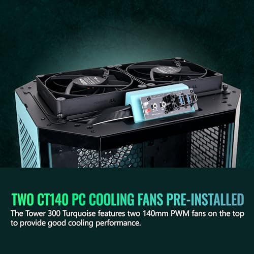 Thermaltake The Tower 300 MicroATX Mini Tower Tempered Glass Side Panel - Turquoise image