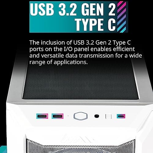 Cooler Master HAF 500 ATX Mid Tower White with Tempered Glass Side Panel and USB 3.2 Gen 2 Type-C USB 3.2 Gen 1 Type-A image