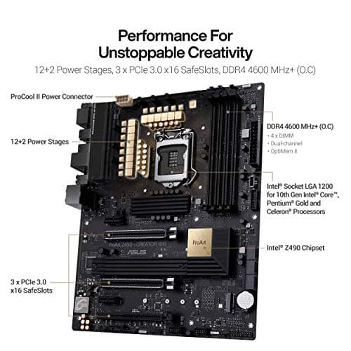 ASUS ProArt Z490-CREATOR 10G Intel Z490 LGA 1200 ATX Content Creation Motherboard image