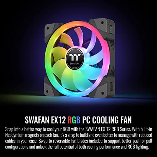 Thermaltake SWAFAN EX12 120mm Black RGB 57.11CFM 3-Pack image