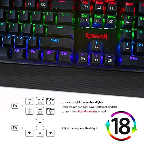 Redragon K557 RGB Backlit Waterproof Mechanical Gaming Keyboard with Blue Switches, Anti-ghosting 104 Keys image