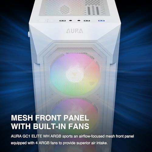 GAMDIAS AURA GC1 ELITE ATX Mid Tower White with Tempered Glass Side Panel ARGB image