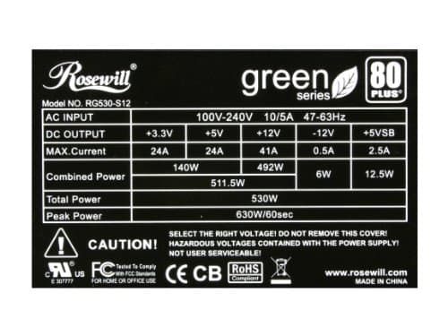 Rosewill Green 530W Non-Modular 80+ Certified image