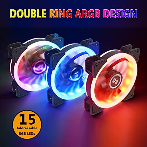 DS 120mm Addressable RGB PC Case LED Fans 3 Pack image