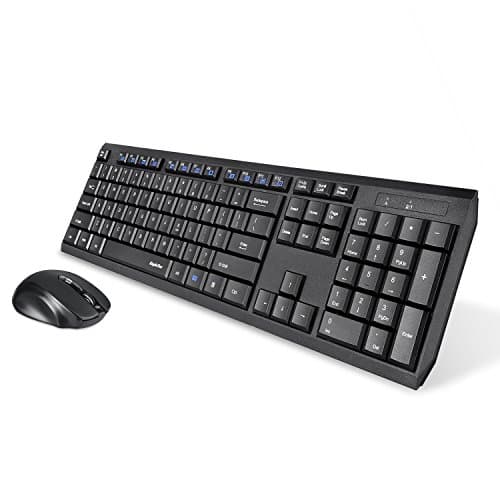 Eagletec K104 Wireless Keyboard and Mouse Combo Slim, Flat & Quiet, Ergonomic Full Size 104 Keys Keyboard & Portable Wireless Mouse for Windows PC (Black Wireless Keyboard & Mouse Set) image