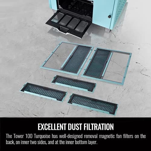 Thermaltake The Tower 100 Mini-ITX Tower Turquoise / Black Tempered Glass Side Panel image
