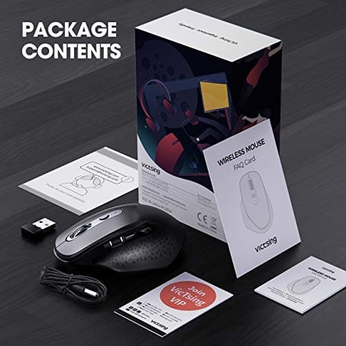 VicTsing Pioneer Rechargeable Bluetooth Mouse, Easy-Switch Up to 3 Devices, Wireless Computer Mouse with Side Scroll Wheel, 5 Levels Adjustable DPI, Mouse for Laptop Android/OS/iOS/Windows/Linux image