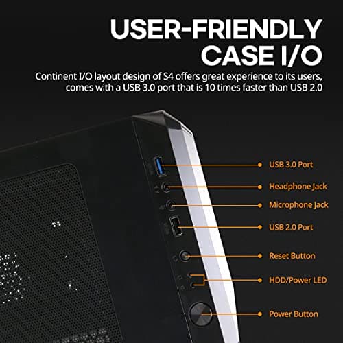 Zalman S4 ATX Mid Tower Black with Tinted Acrylic Side Panel and USB 3.2 Gen 1 Type-A, USB 2.0 Type-A image