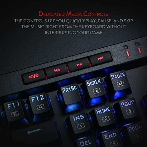 Redragon K580 VATA RGB LED Backlit Mechanical Gaming Keyboard with Macro Keys & Dedicated Media Controls, Onboard Macro Recording (Blue Switches) image