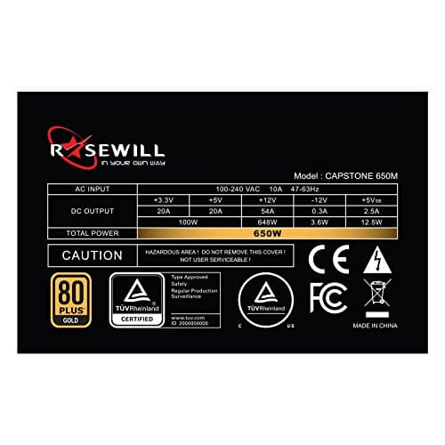 Rosewill Capstone ATX 650W Semi-Modular 80+ Gold Certified image