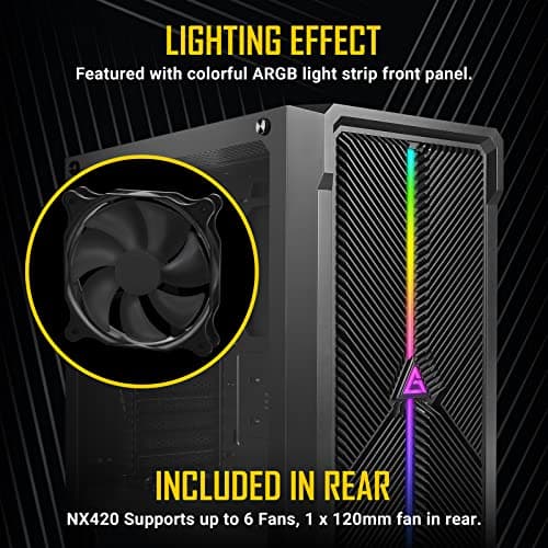 Antec NX420 ATX Mid Tower Black Tempered Glass Side Panel image