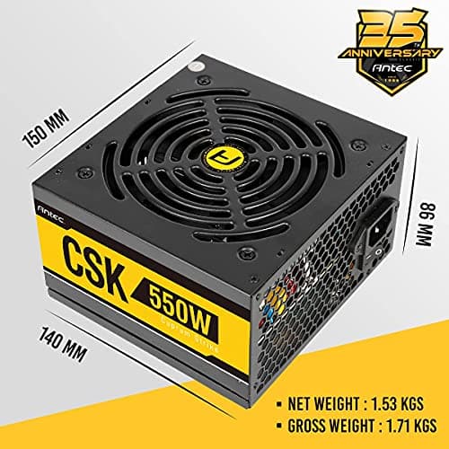 Antec CSK Black / Yellow 550W Non-Modular 80+ Bronze Certified ATX image