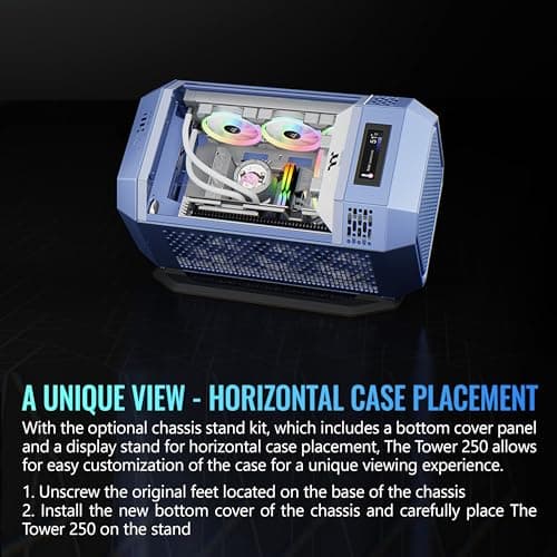 Thermaltake The Tower 250 Mini-ITX Tower Blue / White Tempered Glass Side Panel, USB 3.2 Gen 2 Type-C, USB 3.2 Gen 1 Type-A image