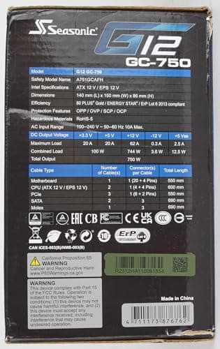 SeaSonic G12 GC Black / Blue 750W Non-Modular 80+ Gold image