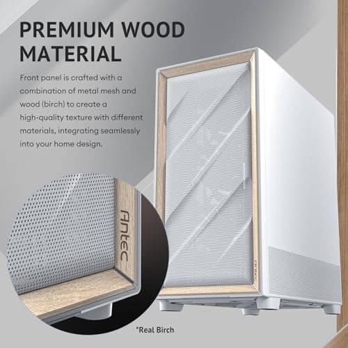 Antec FLUX ATX Mid Tower White / Brown with Tempered Glass Side Panel and USB 3.2 Gen 2 Type-C, USB 3.2 Gen 1 Type-A image