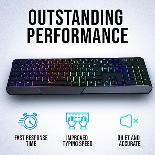 KLIM Chroma Wireless Gaming Keyboard + Slim, Durable, Ergonomic, Quiet, Waterproof, Silent Keys + Backlit Wireless Keyboard for PC PS4 Xbox One Mac + Teclado Gamer + New 2020 Version + Black image