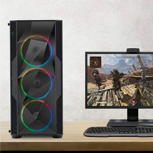 Empire Gaming Diamond ATX Mid Tower Black with Tempered Glass Side Panel and USB 3.2 Gen 1 Type-A, USB 2.0 Type-A Front Panel image