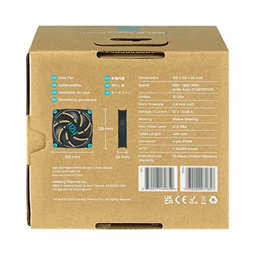 Iceberg Thermal IceGALE Silent 120mm Black / Blue Silent PWM 55 CFM 3-Pack image