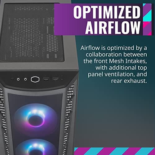 Cooler Master MasterBox MB320L ARGB MicroATX Mini Tower Black with Tempered Glass Side Panel and USB 3.2 Gen 1 Type-A Front Panel image