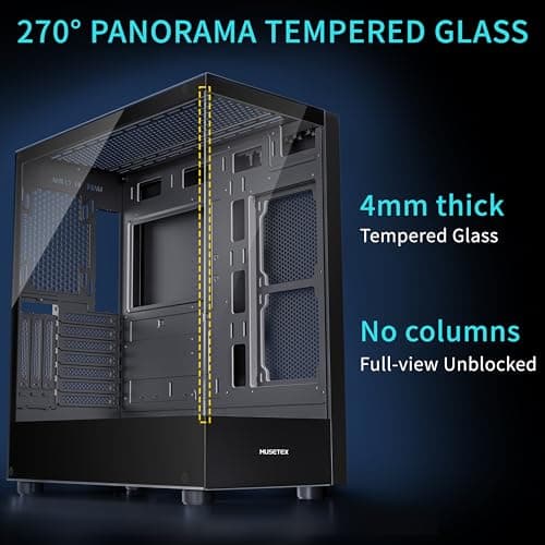 MUSETEX K2 ATX Mid Tower Black Tempered Glass Side Panel image