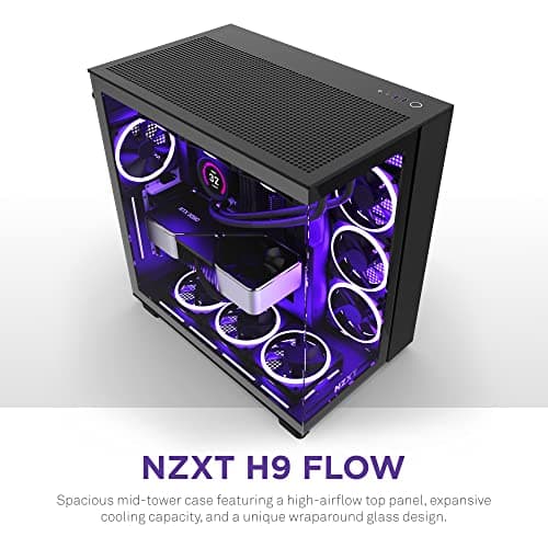 NZXT H9 Flow ATX Mid Tower Black Tempered Glass Side Panel with USB 3.2 Gen 2x2 Type-C and USB 3.2 Gen 1 Type-A image