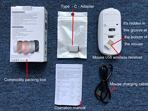 Wireless Mouse for MacBook Air/Pro Wireless Mouse for MacBook Laptop Windows iMac (Silver) image