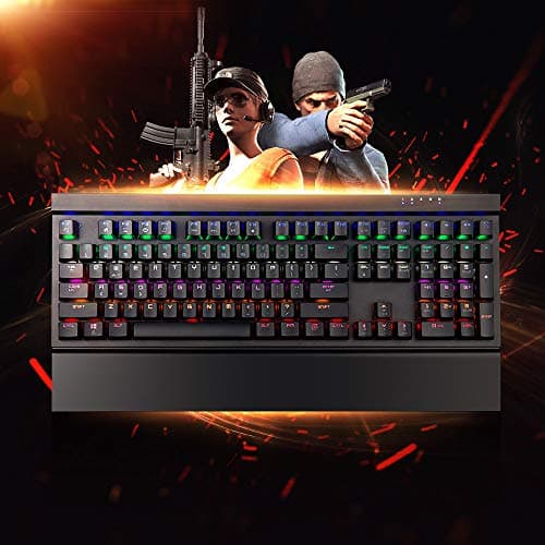 BestOff MK15 Gaming Set, Blue Switch Mechanical Gaming Keyboard, 4 adjustable High DPI Gaming Mouse, All-Metal Panel Spill-Resistant Keyboard with Ergonomic holder, Anti ghosting Keyboard for PC Gamer image