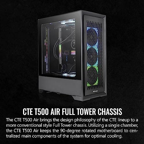 Thermaltake CTE T500 Air ATX Full Tower Black Tempered Glass Side Panel, USB 3.2 Gen 2 Type-C, USB 3.2 Gen 1 Type-A image