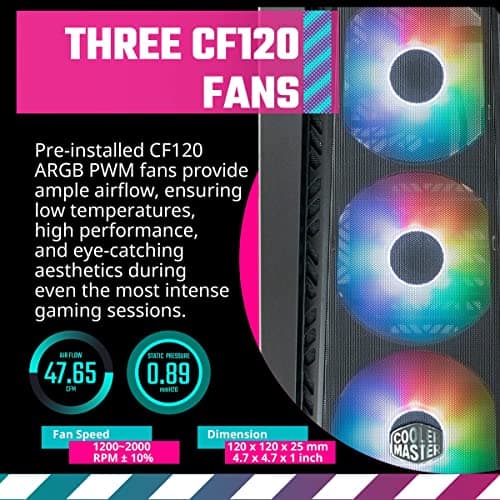 Cooler Master MasterBox 520 Mesh ATX Mid Tower Black / White Tempered Glass Side Panel image