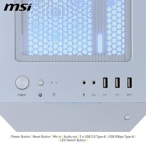 MSI MAG FORGE M100R Micro ATX Mini Tower White with Tempered Glass Side Panel, USB 3.2 Gen 1 Type-A, and USB 2.0 Type-A image