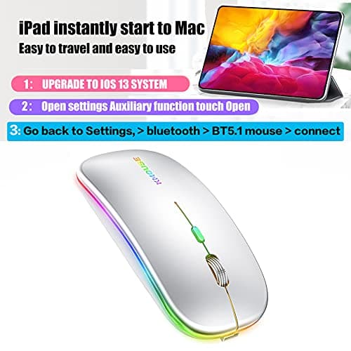 Wireless Mouse for Mac Pro Air Wireless Mouse for MacBook Air MacBook Pro Chromebook Laptop Desktop Computer iMac (Silver) image