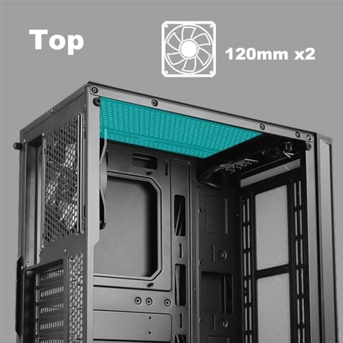 Azza Spectra ATX Mid Tower Black with Tempered Glass Side Panel and USB 3.2 Gen 1 Type-A, USB 2.0 Type-A Front Panel image