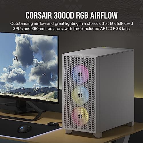 Corsair 3000D ATX Mid Tower White RGB AIRFLOW Tempered Glass image