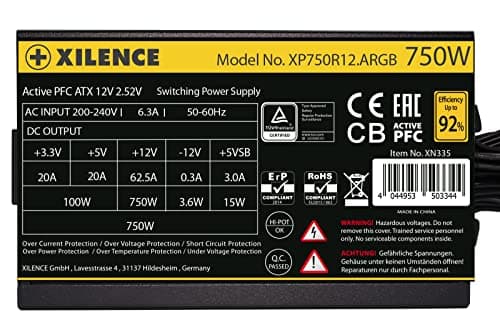 Xilence XP750R12.ARGB Black 750W Non-Modular 80+ Gold image