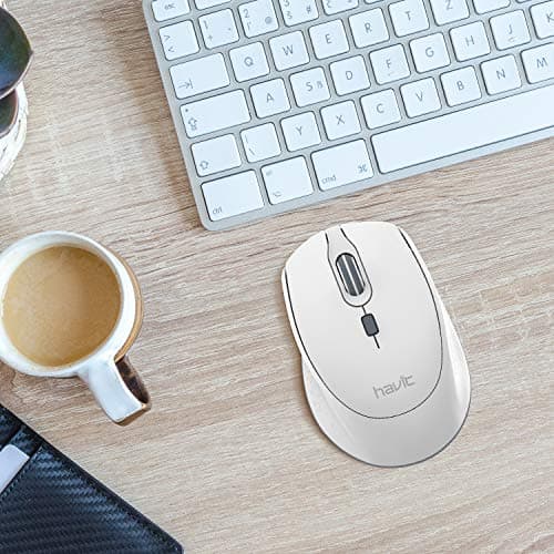Havit 2.4G Wireless Mouse 2000DPI Optical Mini Portable Mobile with USB Receiver, 3 Adjustable DPI Levels, 4 Buttons for Notebook, PC, Laptop, Computer, MacBook (White) image