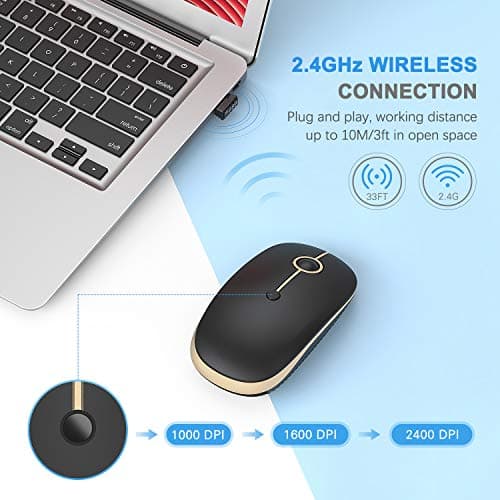 Bluetooth Mouse, Jelly Comb MS003 Slim Dual Mode(Bluetooth 4.0 + USB) 2.4GHz Wireless Bluetooth Mouse for Laptop, iPad, MacBook, PC- For Windows 8.0/ MacOS 10.10/ iPad OS 13/ Android 4.3 or Above image