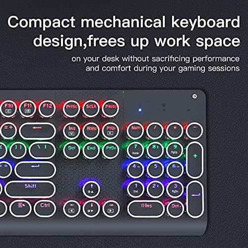 E-YOOSO K600 Retro Mechanical Gaming Keyboard 104 Key, LED Backlit Keyboard with Blue Switches image