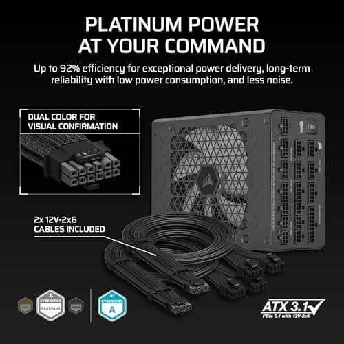 Corsair HX1200i (2025) Black 1200W Fully Modular 80+ Platinum Certified ATX image