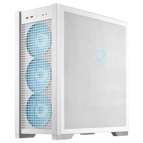 Asus TUF Gaming GT302 ARGB ATX Mid Tower White Tempered Glass Side Panel, ARGB image