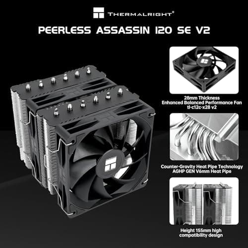 Thermalright Peerless Assassin 120 SE V2 88.89 CFM Air 155mm Black / Silver image