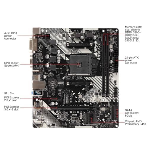 ASRock B450 HDV R4.0 AM4 DDR4 Micro ATX image