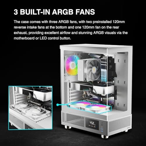 GAMDIAS ATLAS E1 ATX Mid Tower White with Tempered Glass Side Panel and USB 3.2 Gen 1 Type-A Front Panel image