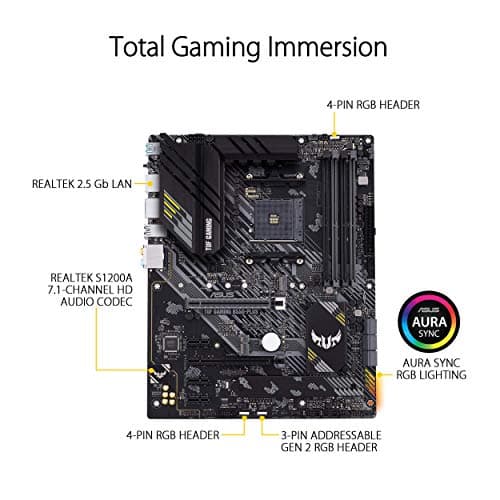 ASUS TUF GAMING B550-PLUS AMD AM4 Zen 3 Ryzen 5000 & 3rd Gen Ryzen ATX Gaming Motherboard (PCIe 4.0, 2.5Gb LAN, HDMI 2.1, BIOS Flashback, USB 3.2 Gen 2, Addressable Gen 2 RGB Header and Aura Sync) image