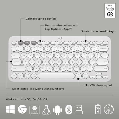 Logitech Pebble 2 Bluetooth/Wireless/Wired Standard Keyboard With Optical Mouse image