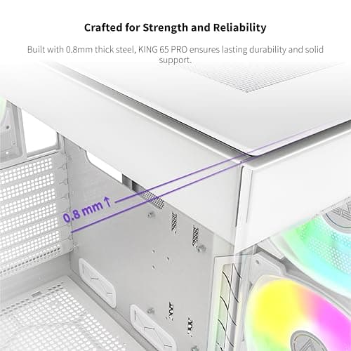 Montech KING 65 PRO ATX Mid Tower White Tempered Glass Side Panel with USB 3.2 Gen 2 Type-C and USB 3.2 Gen 1 Type-A image
