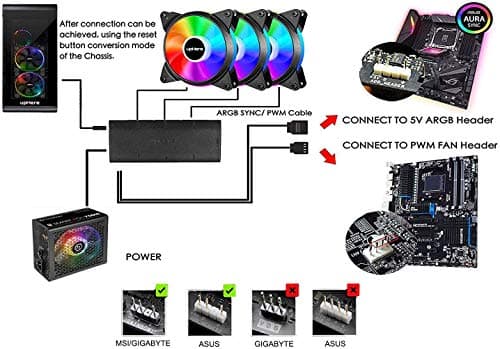 upHere T7SYC7 120mm Black Addressable RGB PWM 6-Pack image