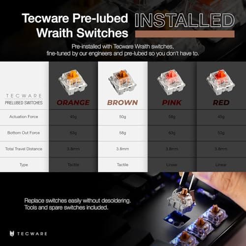Tecware Phantom+ RGB Wired Tecware Wraith Orange Gaming Keyboard image