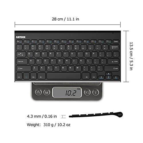 Arteck 2.4G Wireless Keyboard Stainless Steel Ultra Slim Keyboard for Computer/Desktop/PC/Laptop/Surface/Smart TV and Windows 10/8 / 7 / Vista/XP Built in Rechargeable Battery image